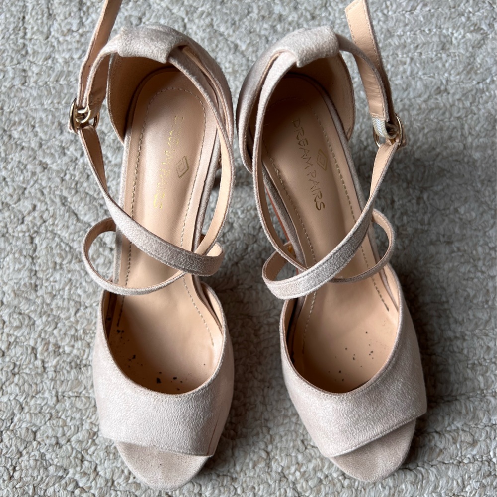 Nude Dreampairs strappy high heels.